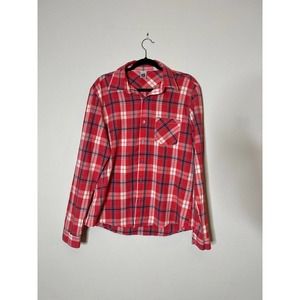 Zumba Wear Button Down Shirt Womens Small Red Plaid Cowboy Western